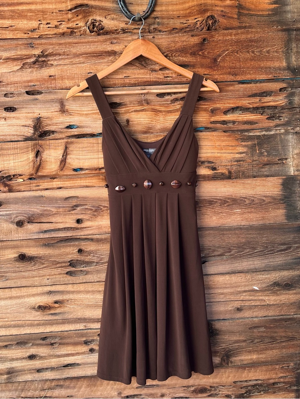 BISOU BISOU | Vintage 90s Y2K Sleeveless V-Neck Midi Dress with Waist Accents 4